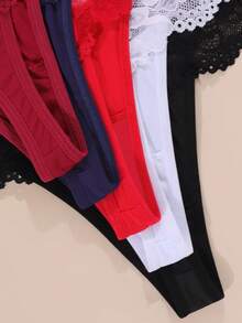5pcs/Set Women Lace Thong Panties Women's Underwear Knickers Gstring For Ladies - Multicolor - View 5