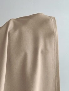 Elamini Áo thun nữ tay dài cổ chữ V xoắn phía trước, kiểu dáng thường ngày, đa năng, thích hợp cho mùa xuân/thu. - Màu Khaki - Xem 6