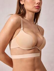 Veilyse Women's Casual Beige Backless Push Up Bra With Slight Stretch Fabricfor Summerfor Summer - Beige - View 7