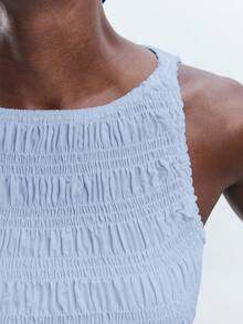 Maija 2026 荷叶边下摆船领吊带修身衬衫，适合复活节、音乐节、波西米亚风、婚礼宾客、早午餐、机场、日常、派对、毕业典礼、休闲、百搭、露肩上衣、商务休闲女装、返校季 - 藍色 - 查看 5