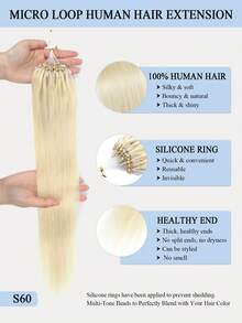 Micro Loop Hair Extensions Human Hair Extensions 1 Pack Natural Straight Invisible Beads Thick Micro Ring Loop Hair Extensions With Fishing Line No Glue Needed Soft For All Women Beginner Friendly - Multicolor - View 5