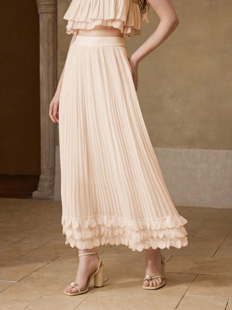 WOMEN'S PLEATED FLORAL ROMANTIC DATE SKIRT, SPRING/SUMMER