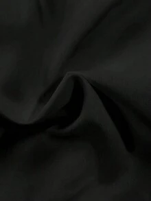 Calvaya Áo sơ mi tay dài buộc nơ phía trước màu trơn cỡ lớn phong cách tối giản thường ngày - màu đen - Xem 4