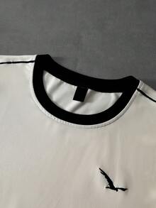 PAVTROS Conjunto casual de camiseta de manga corta de cuello redondo y pantalones cortos con contraste de color para hombre - Albaricoque - Ver 5