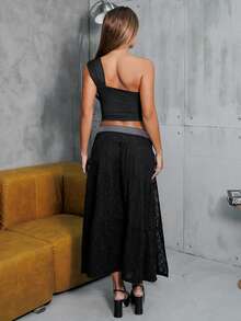 Hariany Almeida Women's All-Season Concert Rave Festival Going Out Rave Lace Black Skirt - Black - View 2