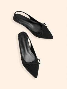 CUCCOO BASICS 女士黑色尖头平底布鞋 - 黑色 - 查看 4