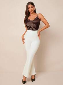 Amorya Áo hai dây satin phối ren thanh lịch dành cho nữ, đa năng cho mùa xuân/hè hoặc mặc lót bên trong áo khoác vào mùa thu/đông, phù hợp cho đi làm hàng ngày và mặc thường ngày. Áo hai dây màu nâu dành cho nữ, áo màu nâu đậm dành cho nữ, áo satin dành cho nữ. - Cà phê nâu - Xem 4