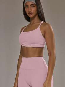 Musera Sport Conjunto de sujetador deportivo y mallas de tiro alto Co-Ord Padel Ropa deportiva de invierno Gimnasio Entrenamiento Conjuntos activos Conjuntos de entrenamiento Aleación Verano - Rosa - Ver 5