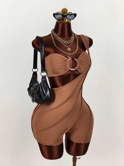 Amplova Snake Coil Bandeau Top & Pants 2 Pieces Set, Suitable For Music Festivals & Parties