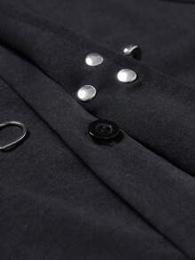 STYNVO Áo sơ mi nam công sở màu đen trơn, kiểu dáng thường ngày, có khóa hình máy bay. - màu đen - Xem 4