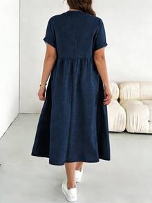 Shapeblank Vestido casual de verano con escote entallado para tallas grandes - Multicolor - Ver 2