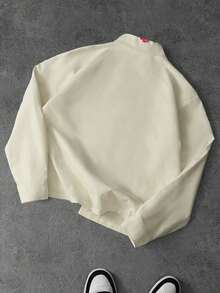 PAVTROS Men's Front Button Rose Lip Print Casual Shirt, Valentine's Day Long Sleeve - Beige - View 6