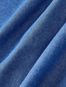 SHEIN MOD 女士露背交叉设计性感无袖牛仔连衣裙 - 藍色 - 查看 5