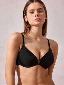 Pfirsich Mädchen Schwarz Lift-Up BH - Frontschließung Design, hebt den Busen, atmungsaktiv & bequem, ideal für den täglichen Gebrauch - Schwarz - Übersicht 5