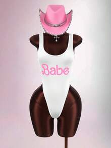 Amplova 亮面面料性感深V领女士连体衣 - 白色 - 查看 11