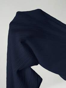 SHEIN Tall Quần ống rộng cạp chun, chất liệu vải nhăn có họa tiết. - Màu xanh hải quân - Xem 11