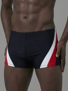 Manfinity KASUA 男士条纹弹力腰休闲泳裤 男士泳装裤 男士泳裤 男士泳衣 男士沙滩装 条纹泳裤 男士泳装 红白黑泳裤 男士泳衣裤 - 黑色 - 查看 6