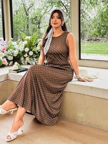 FleurLily Plus Size Sleeveless Backless Brown Dress Gym Summer - Coffee Brown - View 6