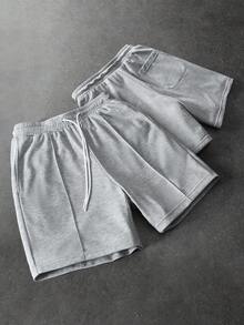 PAVTROS Men's Casual Drawstring Knit Shorts, Gray - Light Grey - View 3