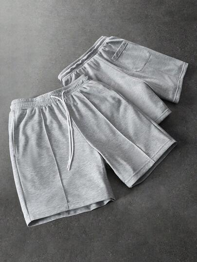 PAVTROS Men's Casual Drawstring Knit Shorts, Gray