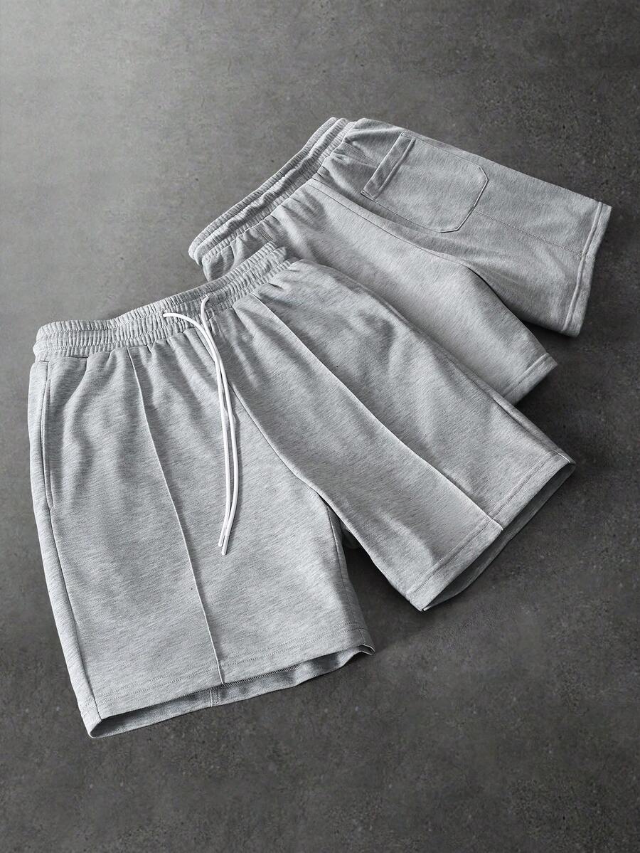 PAVTROS Men's Casual Drawstring Knit Shorts, Gray - Light Grey - View 1