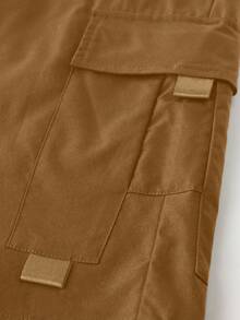 Manfinity Homme 男士休闲纯色工装短裤，夏季 - 駝色 - 查看 7