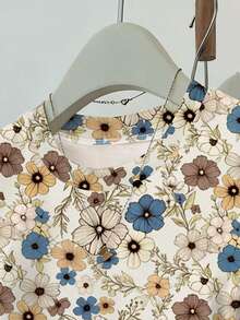 Franclia 夏季新品，户外服饰，女士T恤，收腰显瘦短袖T恤，碎花图案，优雅成熟风格，图案设计，日常休闲，户外 - 白色 - 查看 3