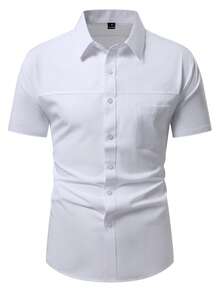 Manfinity Mode Camisa de manga corta casual y de negocios para hombres en color blanco - Blanco - Ver 4