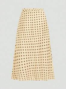 Firerie Plus Size Casual Polka Dot Print Skirt - Apricot - View 2