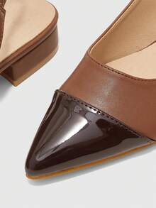 CUCCOO BIZCHIC Women Shoes Classic Fashion Women's Shoes Color Block Splicing Elegant Wear Workplace Office Commute Comfortable Women's Shoes - Brown - View 4