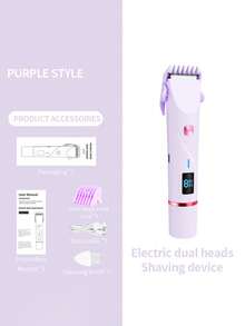 1PC Pink Dual-Head Electric Shaver For Women, IPX7 Waterproof Ceramic Blade Digital Display Body Trimmer With Type-C Charging For Bikini, Underarms & Legs - Multicolor - View 11