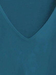 EMERY ROSE Women's Solid Color V-Neck Casual Short Sleeve T-Shirt - Blue - View 3