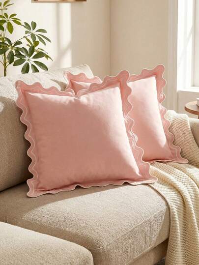 Vỏ gối ngoài trời thêu họa tiết lượn sóng màu đen trắng mờ, kích thước 18x18 inch, gối trang trí đẹp mắt, phù hợp cho ghế sofa, hiên nhà và đồ nội thất sân vườn.