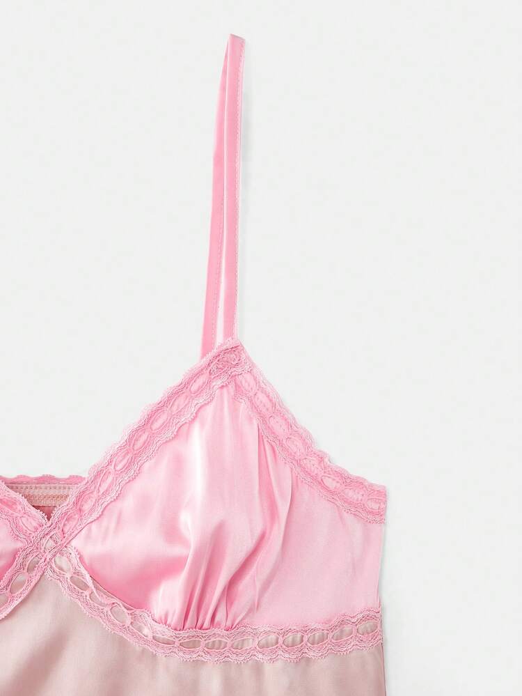Two Toned Pink Satin Cami Top With Cute Lace Trim Details Pink Satin Top Cute Pink Cami Perfect Vacation Top Holiday Top Spring Summer French Style Parisian Style
