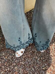 DAZY 女士时尚宽松口袋牛仔裤 - 藍色 - 查看 6