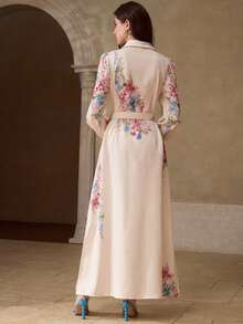 MOTF PREMIUM Women's Elegant Floral Print Dress - Multicolor - View 3