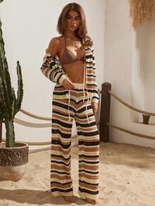 KNITTED SUMMER BEACH AND DAILY STRIPED BOHO SET - Multicolor - View 2