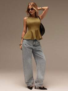 SHEIN Forever 21 春夏女款浪漫/舞會/正式/生日/90年代/商務休閒/優雅/西式穿搭/外出/時尚/休閒/Y2K/夜店/辦公室/雞尾酒會/復古/緊身/電音節/幽默/高雅/老錢風/街頭風/度假/鄉村音樂會/工作/保守/春假/單身派對/音樂會/辣妹/基礎款/畢業/A字/無袖上衣 - 卡其色 - 查看 4