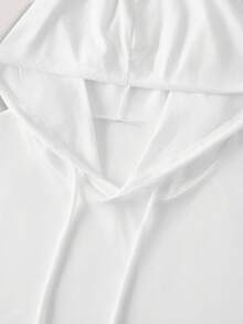 男士休闲连帽短袖T恤，适合夏季运动、健身和日常穿着 - 白色 - 查看 3