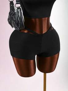 Amplova Women's Fashionable Tummy Control Push-Up Shorts - Black - View 6