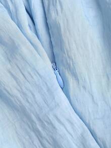 Sweetra 女士蓝色露背吊带收腰双层荷叶边连衣裙，优雅欧美风，适合派对、晚宴、浪漫海滩度假等场合。 - 藍色 - 查看 3