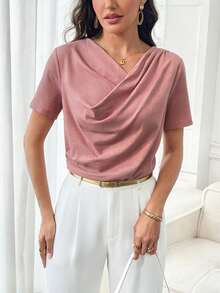 Miaspire Áo nữ thắt eo, thích hợp cho mùa hè. - Hồng - Xem 4