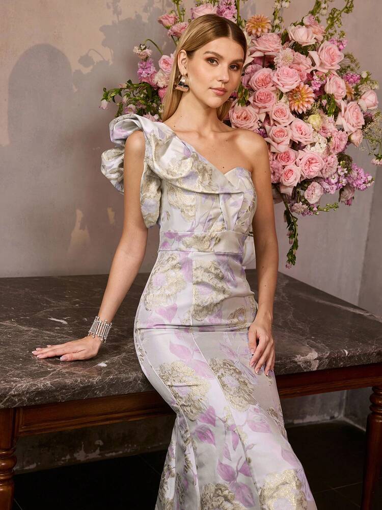 MOTF Soiréza WOMEN'S SPRING JACQUARD ASYMMETRIC DATE NIGHT PARTY DRESS