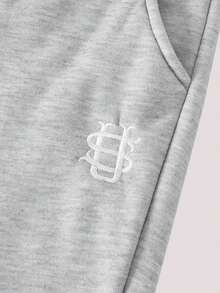 Men's Casual Sports Pants With Zipper Hem Slit And US Embroidery - Light Grey - View 5