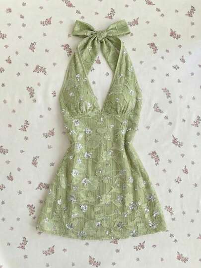 Elamini ชุดมินิเดรสคอเต่าเซ็กซี่ลำลองสำหรับผู้หญิงลาย Jacquard ประดับเลื่อม