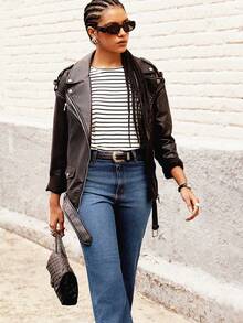 Daynim Quần jean ống đứng cạp cao - Rửa trung bình - Xem 10