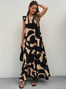 Selianne Vestido largo retro con estampado para mujer, ropa de otoño - Multicolor - Ver 5