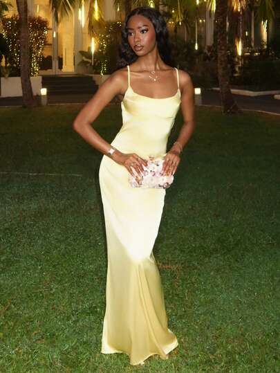 Mima John 女士纯色梭织修身连衣裙