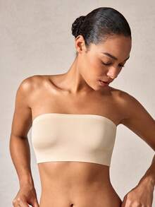 Áo ngực không đường may, không gọng, dây mảnh dành cho nữ, không đệm mút, chất liệu co giãn, thoáng khí, hoàn hảo để mặc với váy quây. - Màu be - Xem 4