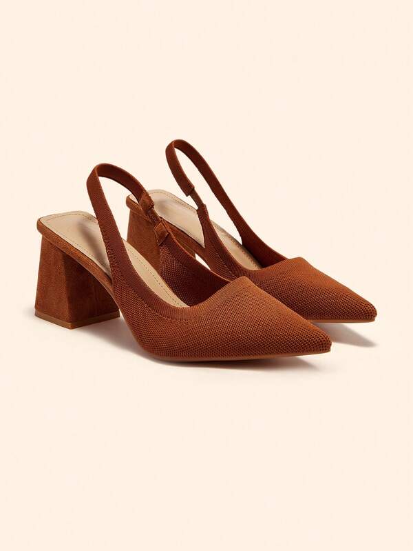 CUCCOO BASICS Women's Fashion Fabric Slingback Thick Heel Pointed Commuter Cover Wearing High Heels, Suitable For Dates, Parties, Vacations